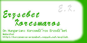 erzsebet korcsmaros business card